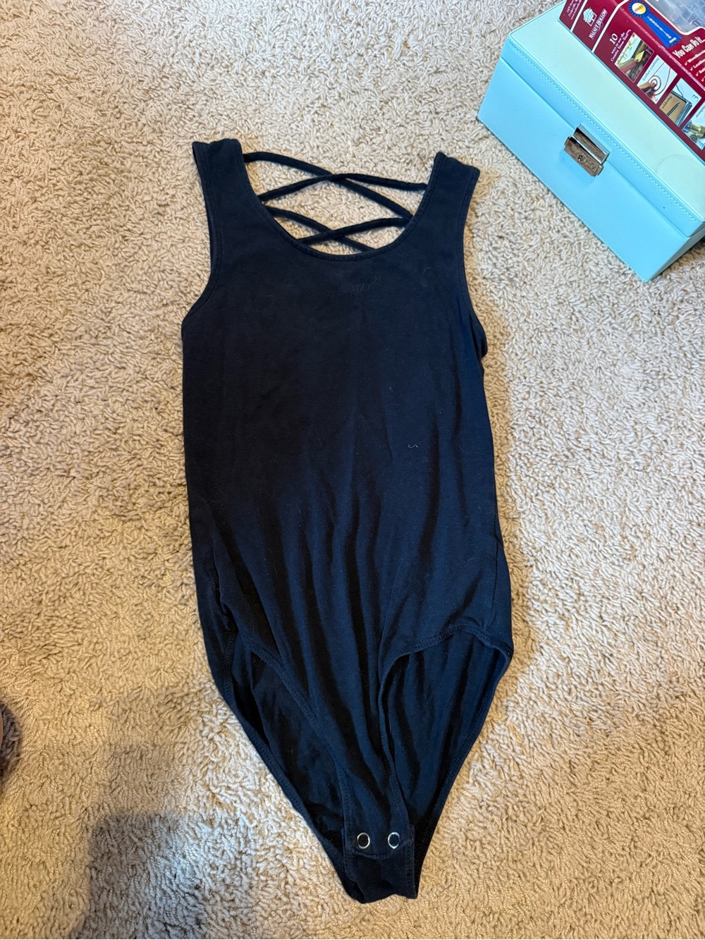 Heart Hips Black Crisscross Back Bodysuit